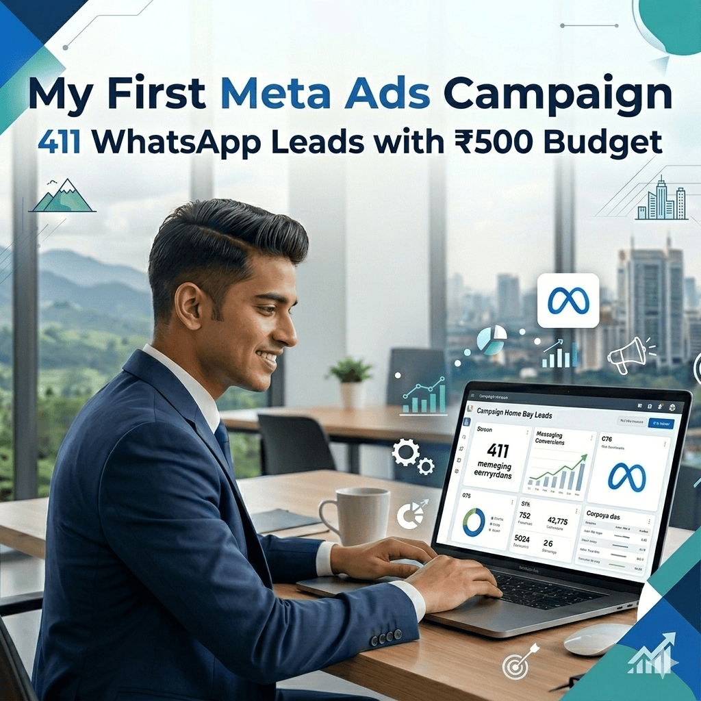 Meta Ads campaign case study generating 411 WhatsApp leads with ₹500 budget